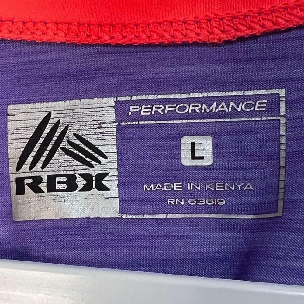 Reebok Performance T Back Tank Purple with Neon Orange Trim Flared Hem Size L - Picture 5 of 6